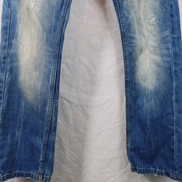 Alcott & Co  Distressed Button Fly Jimmy Slim Fit Jeans Blue Washed - Picture 4 of 10